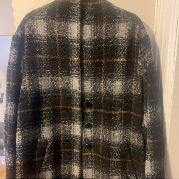 Isabel Marant Etoile Gabriel Plaid Wool Blend Coat - Picture 2 of 6